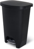 13 Gallon Plastic Trash Can with Lid, Matte Black I4216