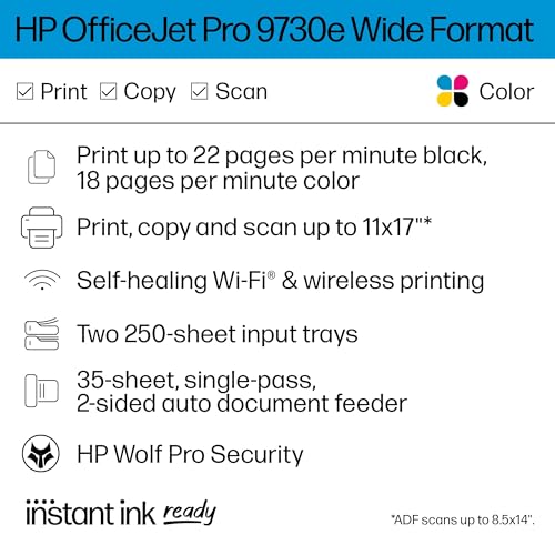 Wide-Format Wireless All-in-One Color Inkjet Printer J783