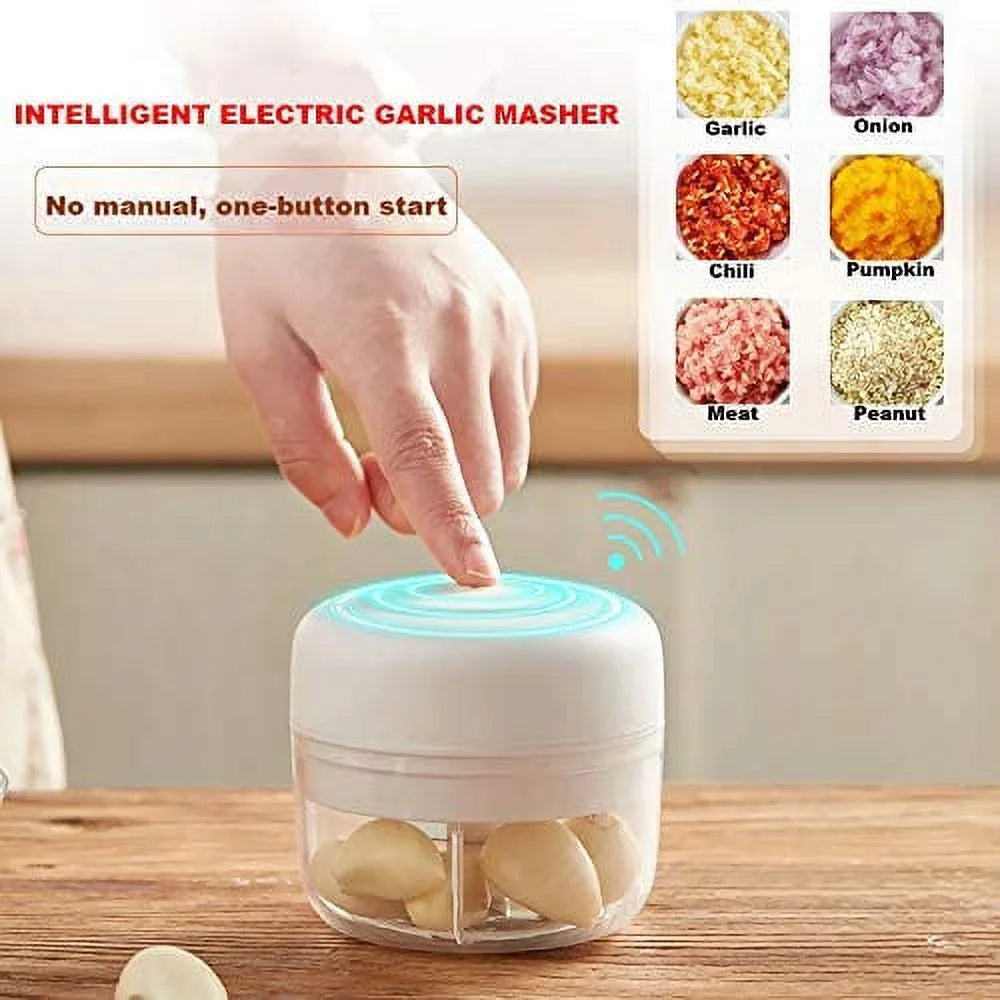 White Mini Electric Garlic Chopper J1697