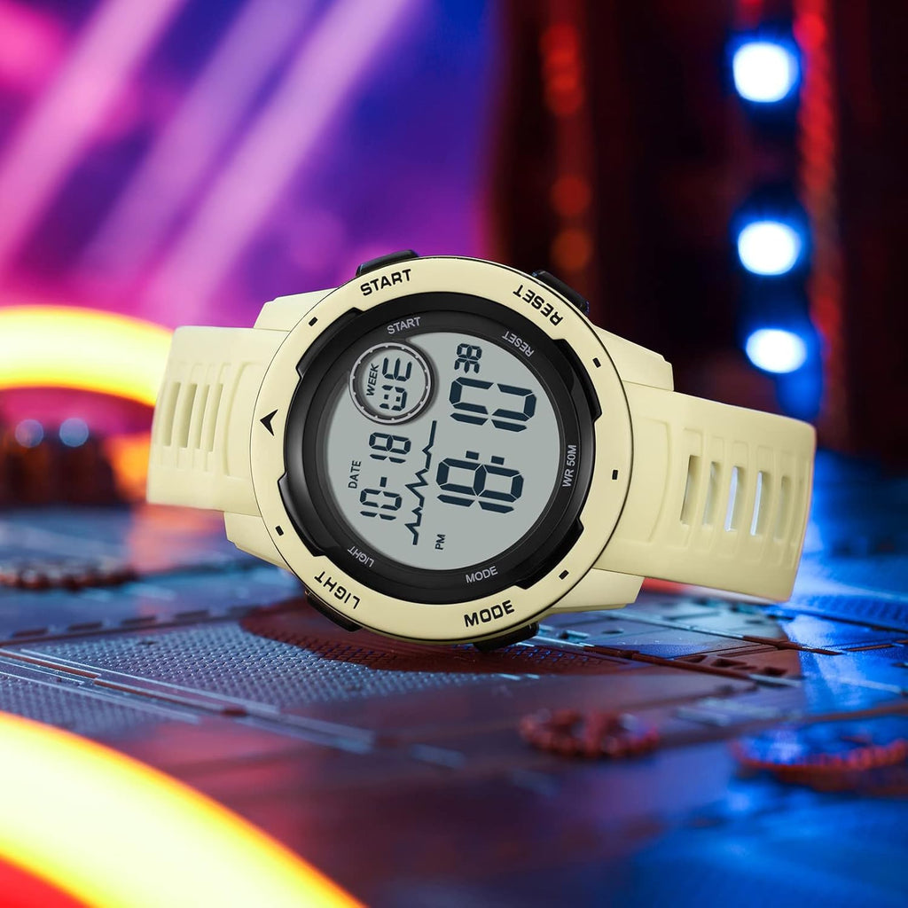 Mens Digital Sports Watch Solar Powered Waterproof Stopwatch M79074