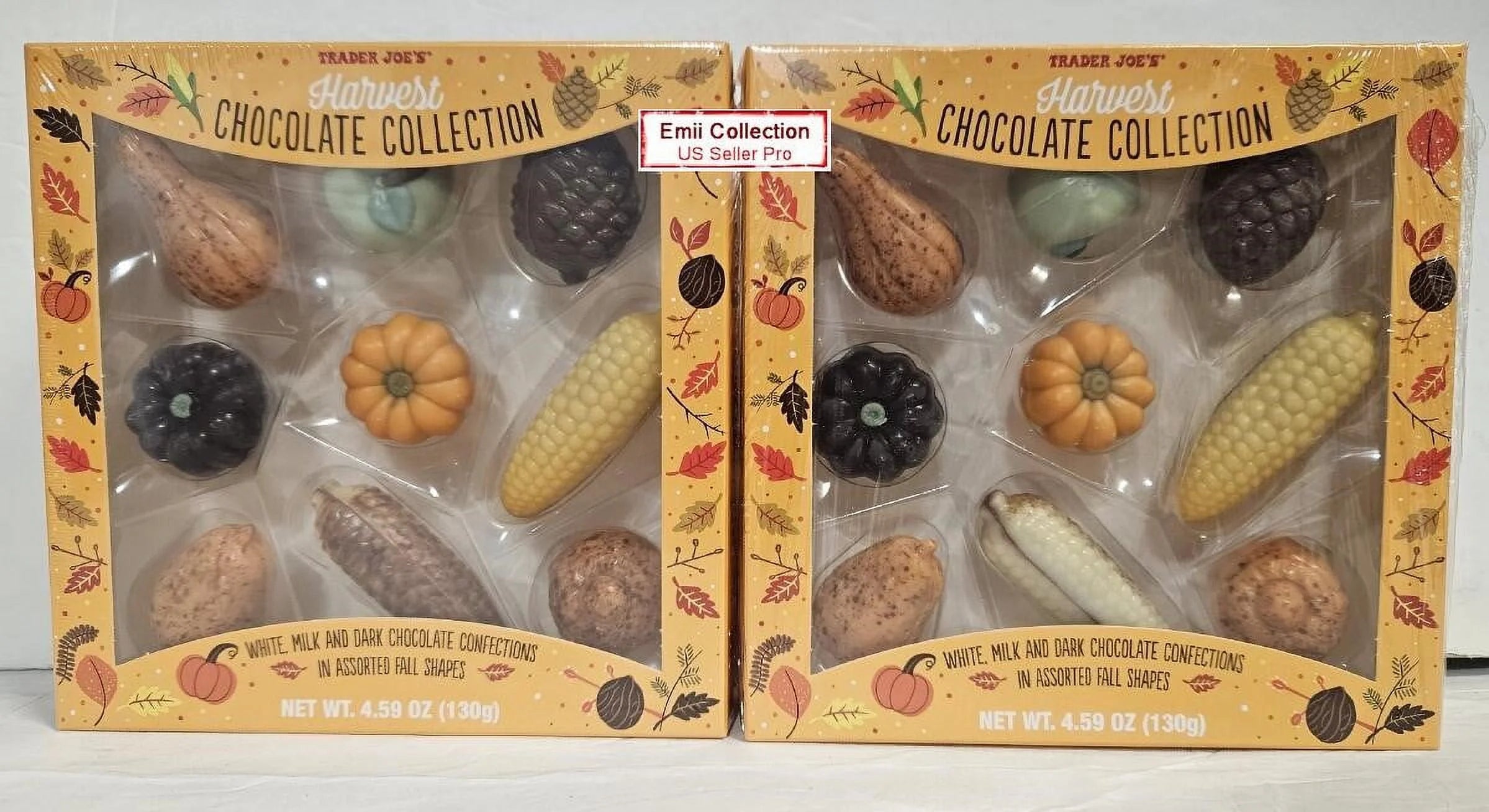 Harvest Chocolate Collection White Milk Dark Chocolate Confections Assorted Fall Shapes 4.59oz 2 Boxes I677