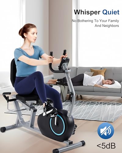 Recumbent Exercise Bike with 400LB Weight Capacity, Pulse Sensor, 16-level Resistance, LCD Monitor S2693