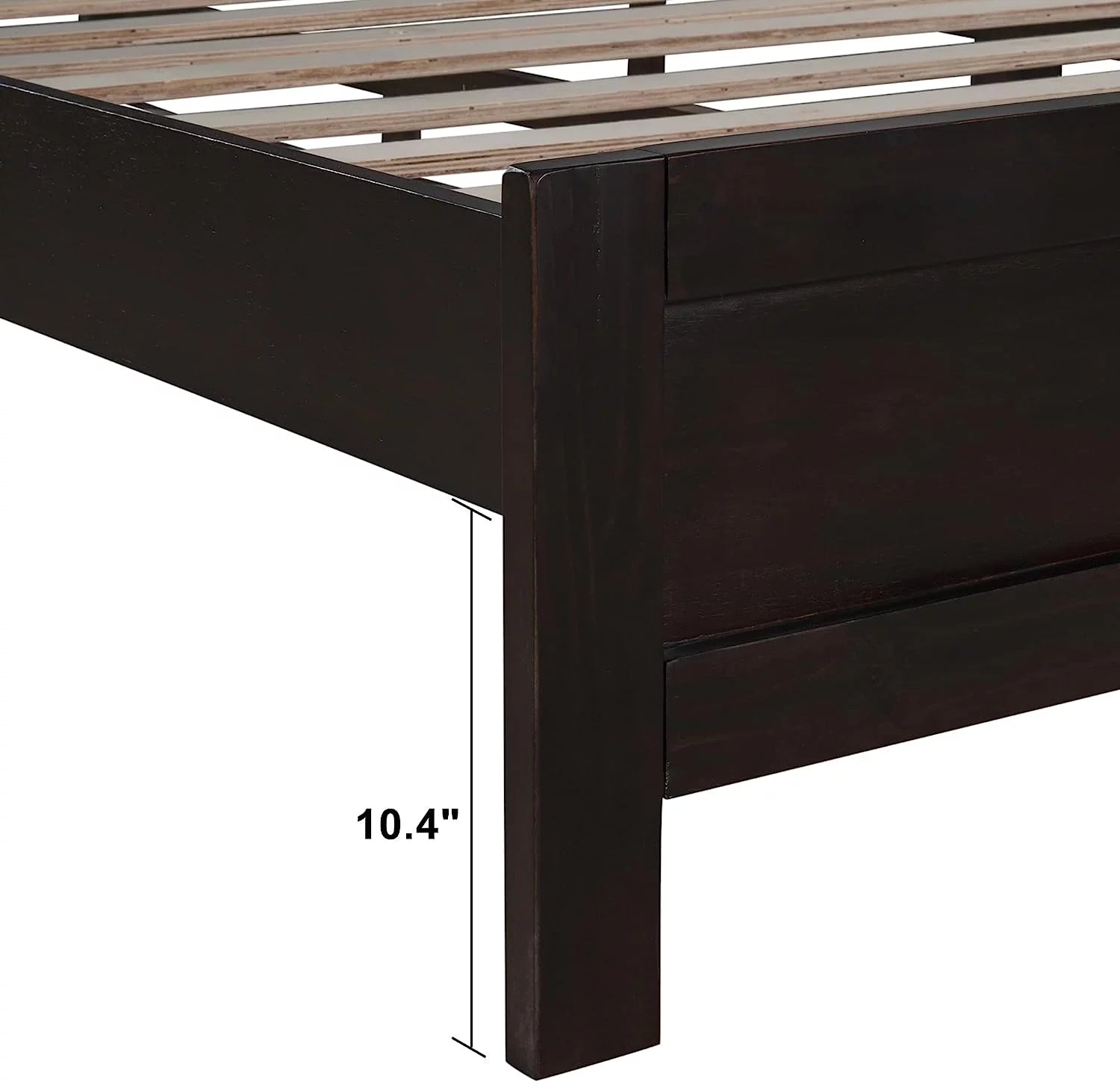 Full Size Solid Wood Platform Bed Frame with Headboard, Espresso J734393