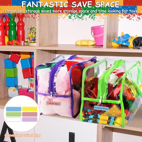 6 Packs Large Clear PVC Toy Storage Bags with Zipper Q254799