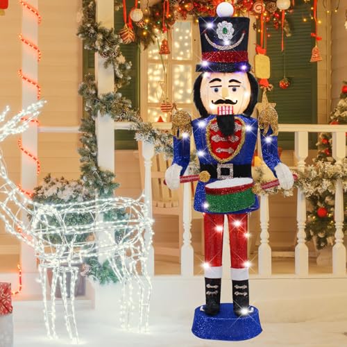 34" Lighted-up Blue Nutcracker Soldier Christmas Decoration C664