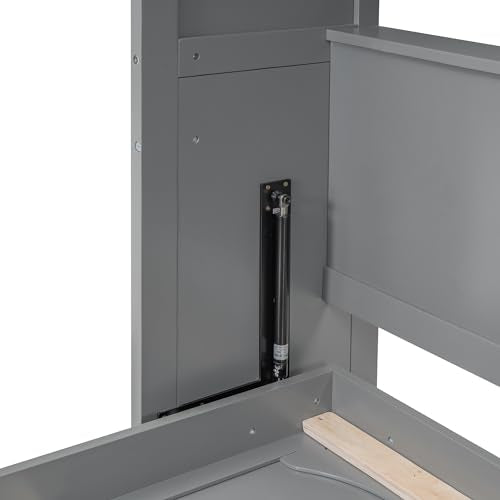 White Full Size Murphy Bed with 2 Tier Shelves Z295352