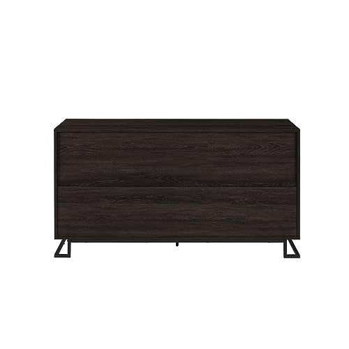 56 Inch Coastal Oak 6-Drawer Metal and Wood Dresser R60909
