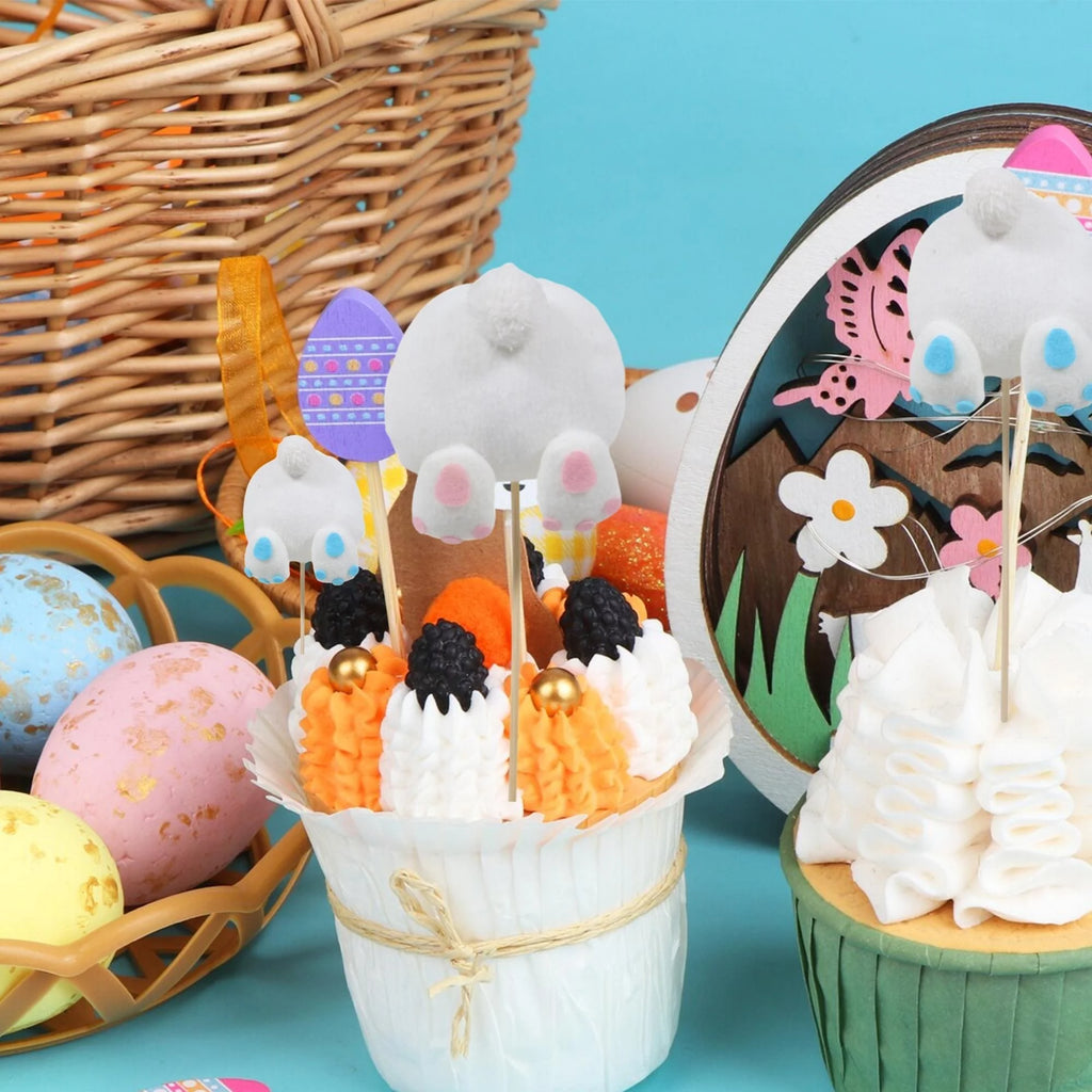Blue Pink Rabbit Cake Toppers 4pcs F124