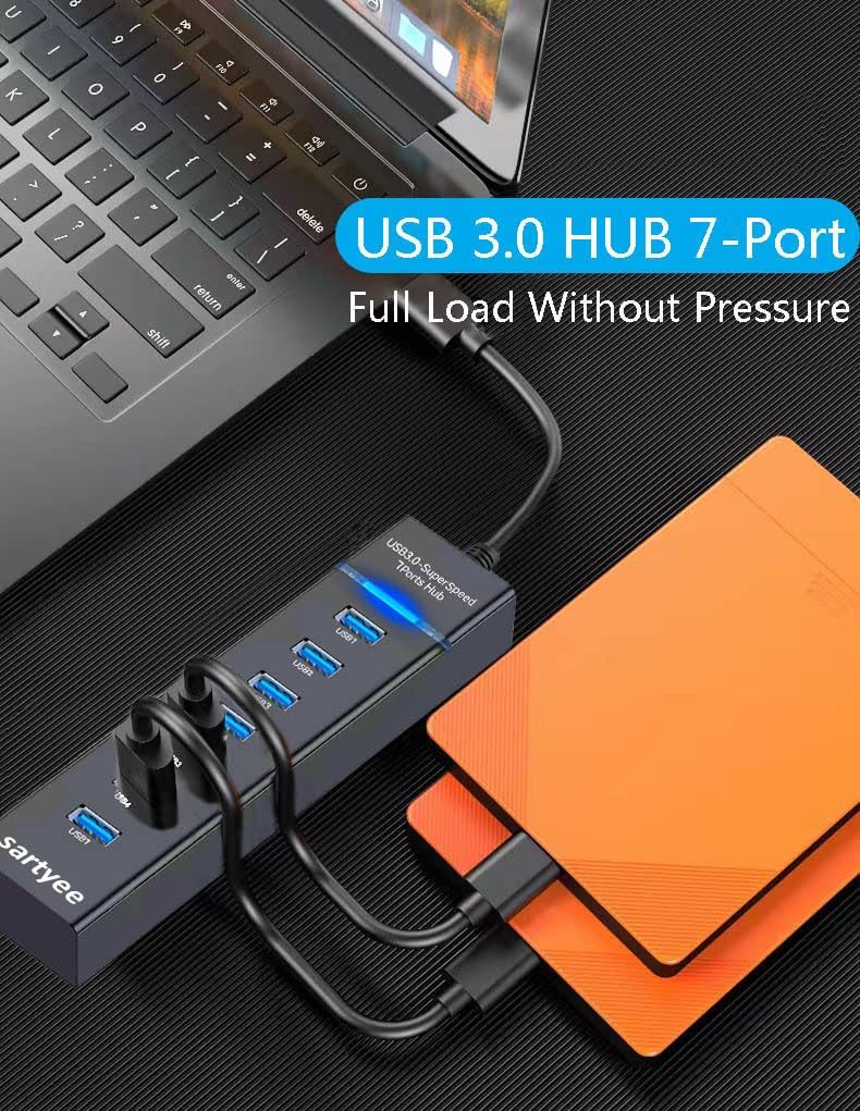 7 Port USB Hub Data Splitter Extender H1458