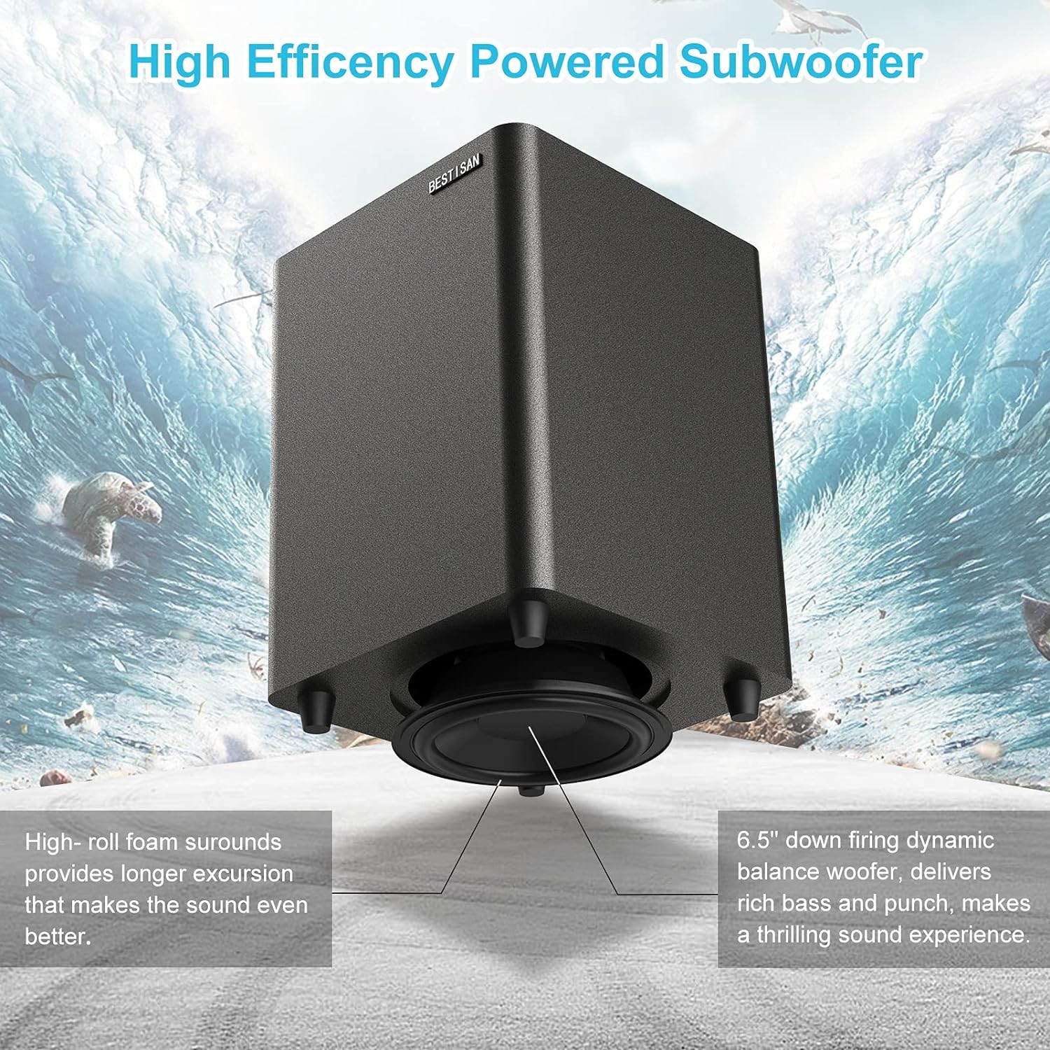 Powered Subwoofer, Compact Size, Black E8374