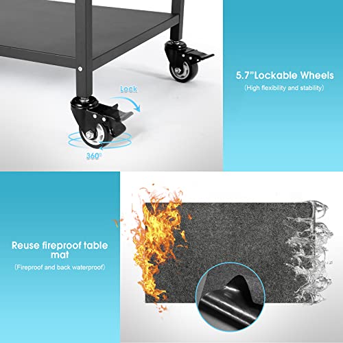Outdoor Grill Table with Storage on Wheels Y141