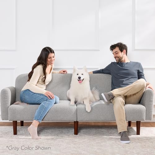 Slate Blue Boucle Loveseat Sofa with Real Wood O61984