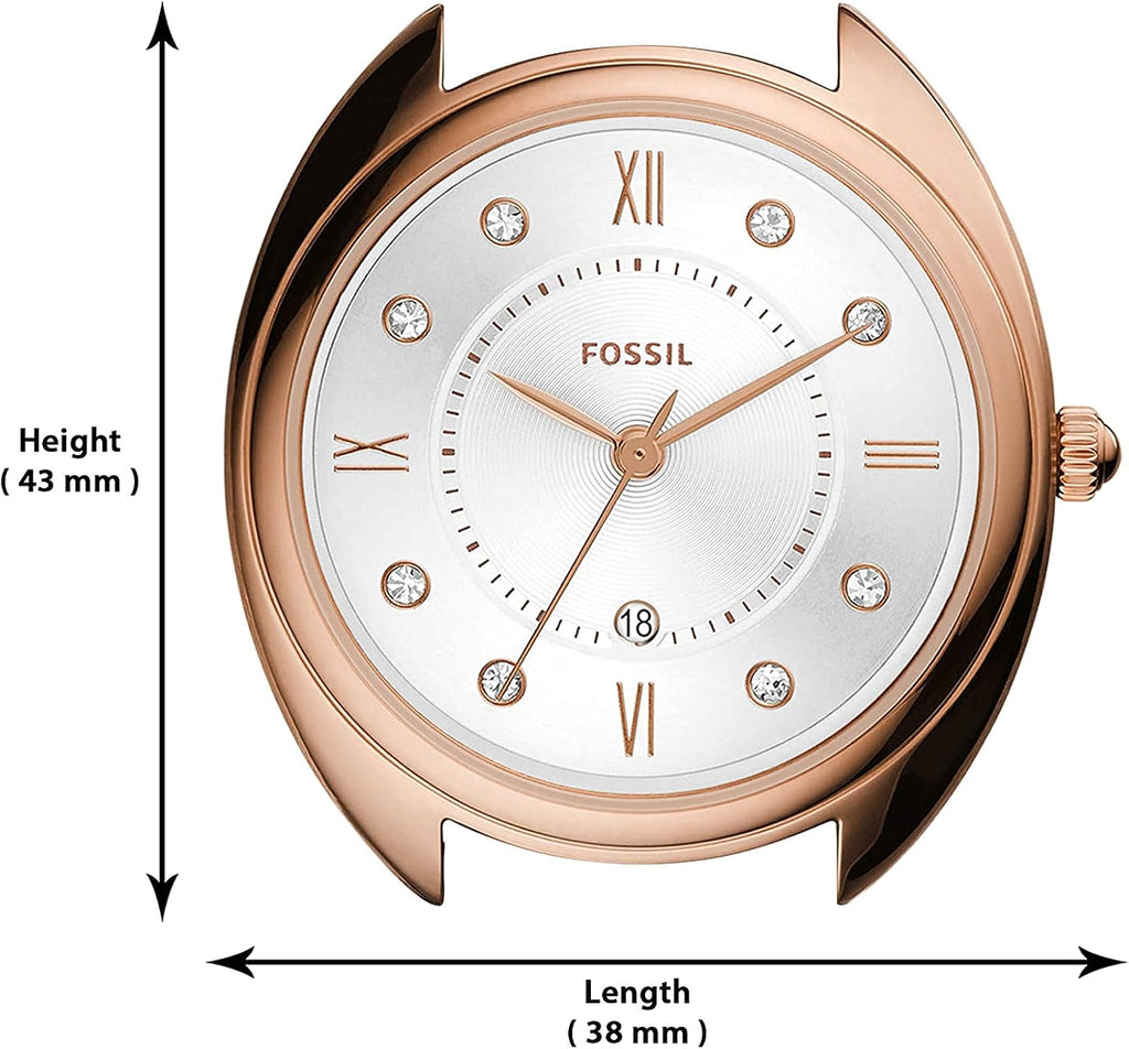 Rose Gold Grey Quartz Stainless Steel and Eco-Leather Three-Hand Watch L4093