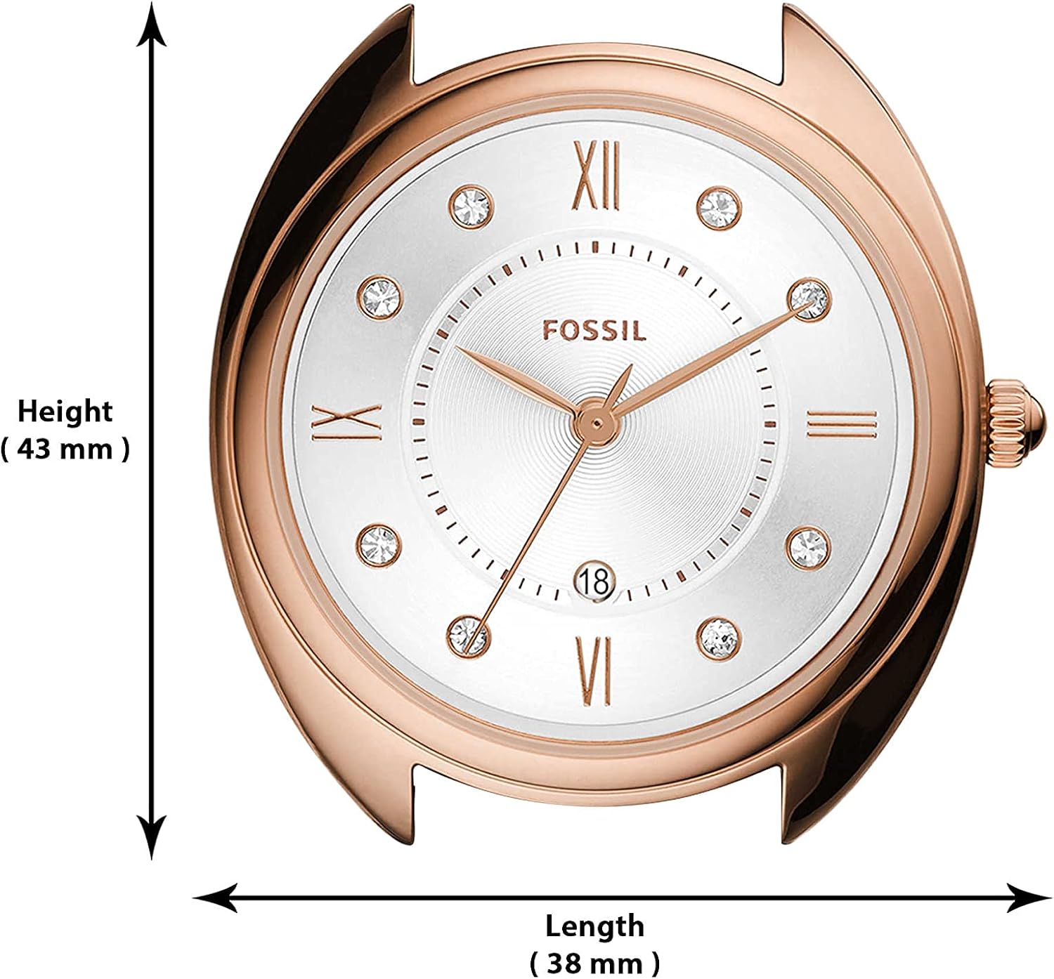 Rose Gold Grey Quartz Stainless Steel and Eco-Leather Three-Hand Watch L4093