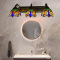 Tiffany Victorian Wall Sconce, 3-Light Vanity Light Fixtures Stained Glass Lampshade Dragonfly Over Mirror Lamp S678901