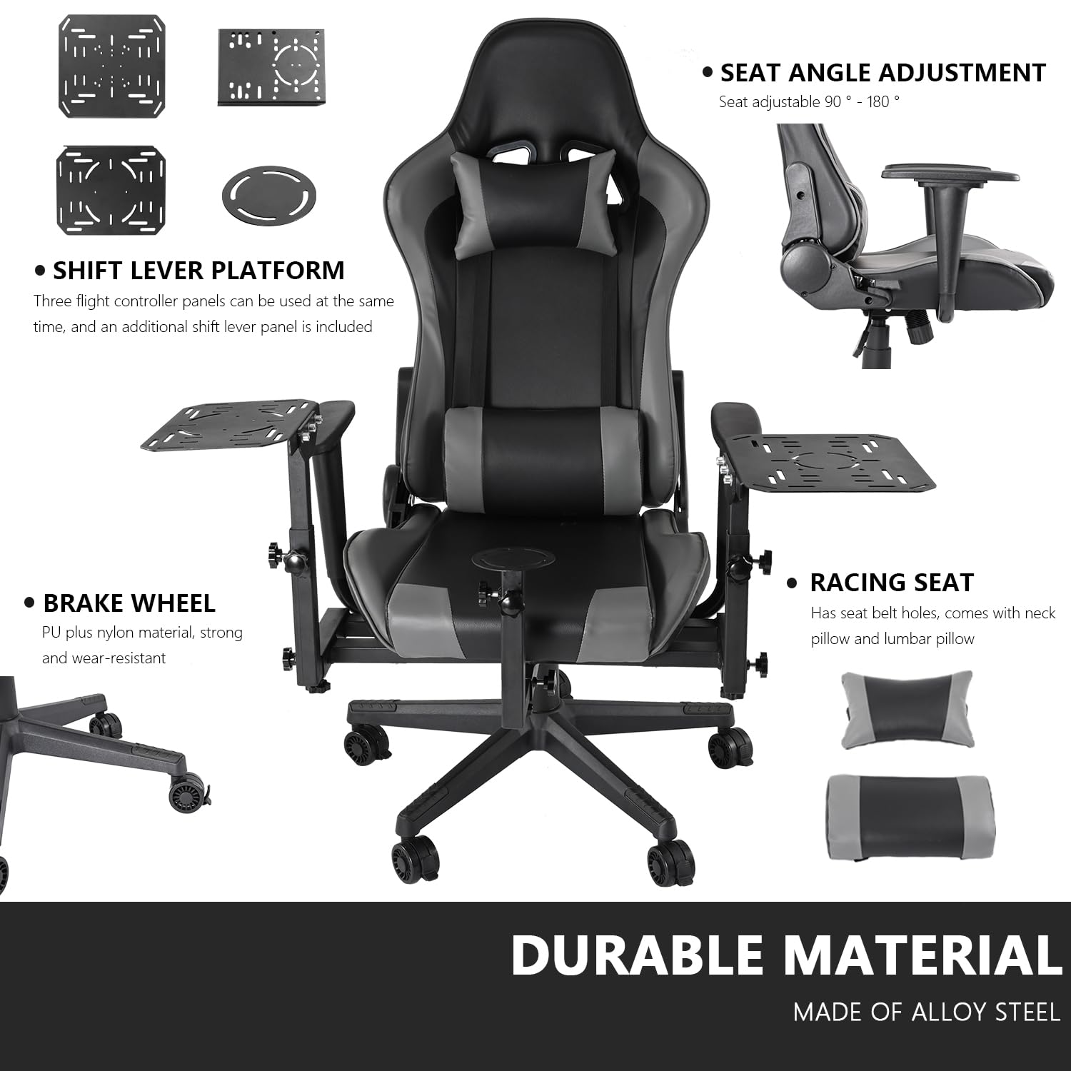 Multifunctional Flight Racing Simulator Cockpit Joystick Mount with Chair O995448