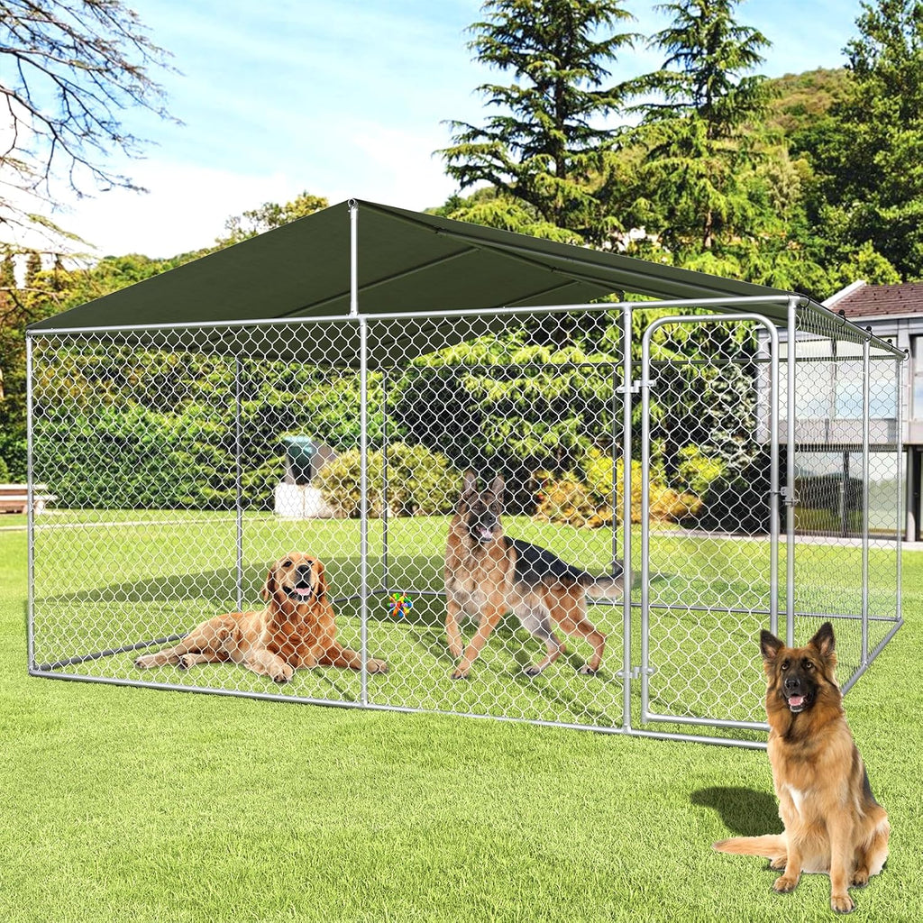 Extra Large Outdoor Dog Kennel with Roof and Lockable Door O64099