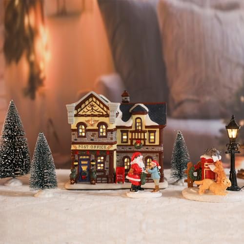 Christmas Ceramic Post Office Decoration with Lights G1105