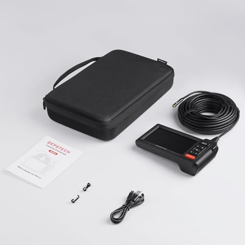 50ft 1080P HD Triple Lens Sewer Camera with 5" IPS Screen, IP67 Waterproof, 32G Card, Carry Case X20385