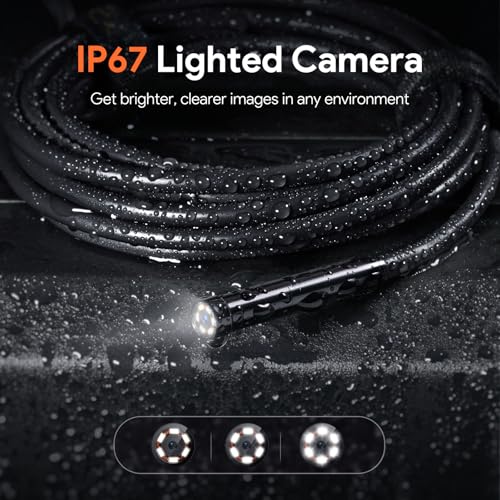 50ft 1080P HD Triple Lens Sewer Camera with 5" IPS Screen, IP67 Waterproof, 32G Card, Carry Case X20385