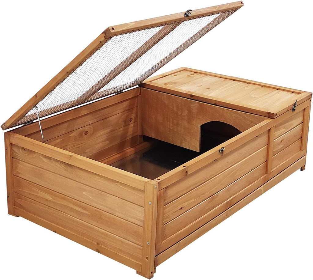 Wooden Tortoise House Large Tortoise Habitat Enclosure Cage with Removable Bottom X31297