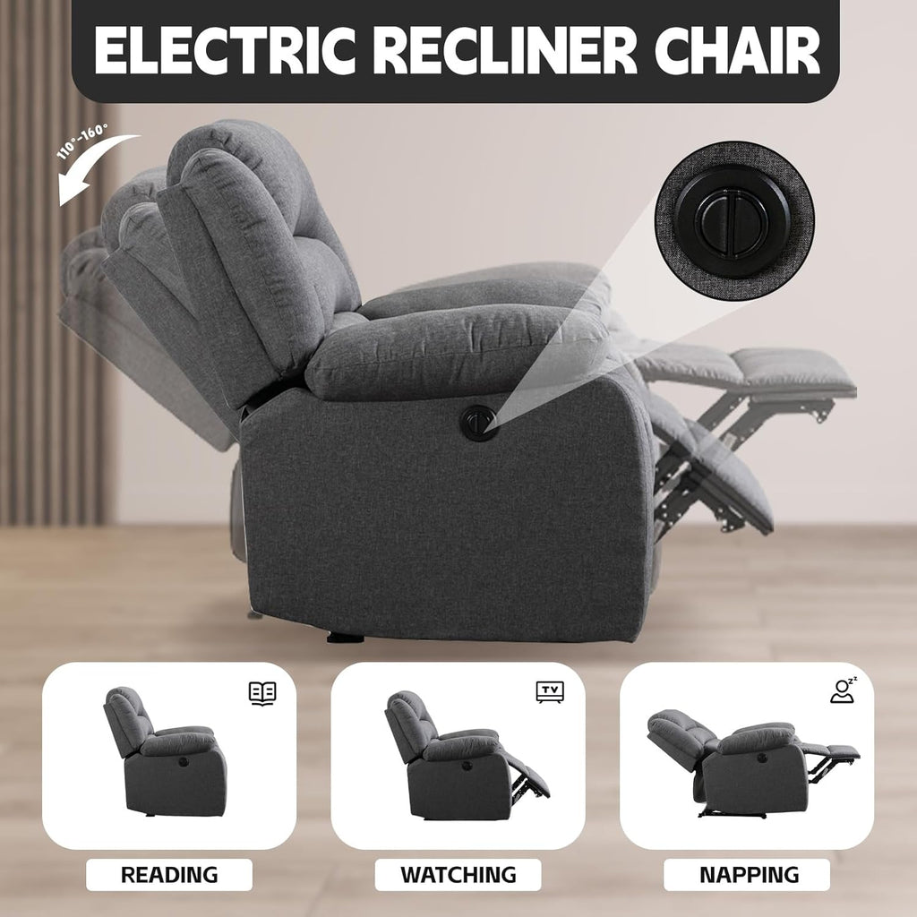 Grey Fabric Power Recliner Chair H73460