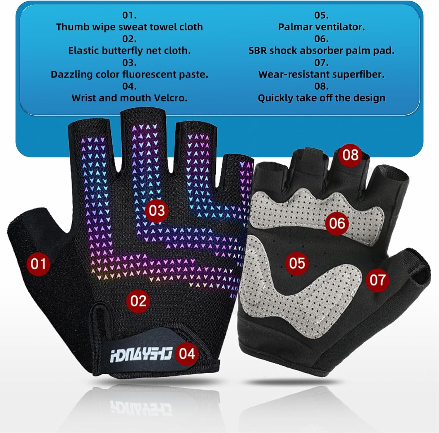 Gray Half Finger Workout Gloves (XL) U30361