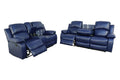 2 PCS Blue Bonded Leather Sofa & Loveseat Set B10204