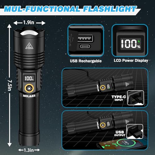 Rechargeable LED Flashlight with Zoomable, IPX6 Waterproof N567667