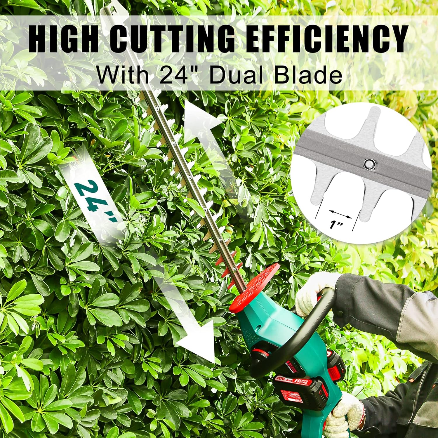 Cordless Hedge Trimmer 40V MAX 24-Inch 1" Cutting Capacity Brushless Motor Y9877