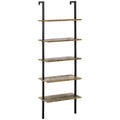 Brown 5 Tier Ladder Shelf with Metal Frame A652