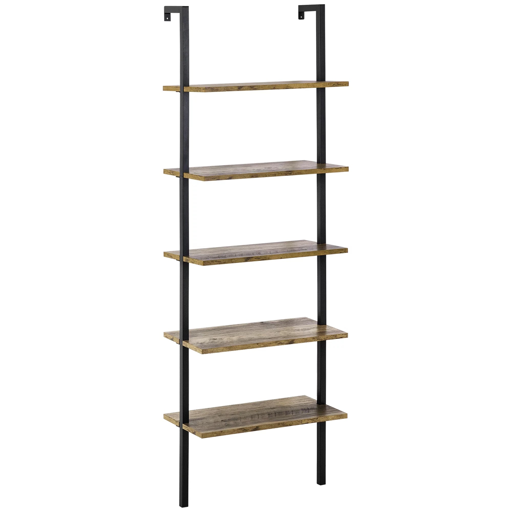 Brown 5 Tier Ladder Shelf with Metal Frame A652