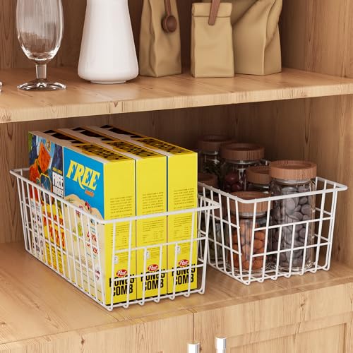 Freezer Organizer Bins, 2 Large 2 Medium Metal Wire Storage Container Bin I5009