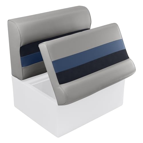 28" Pontoon Bench Seat Cushion Set, Grey/Navy/Blue X500