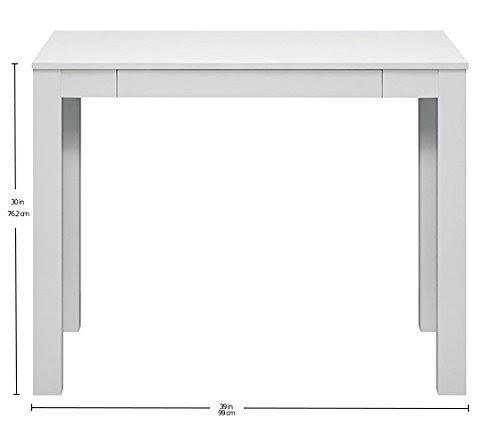 White Parsons Desk with Drawer J857