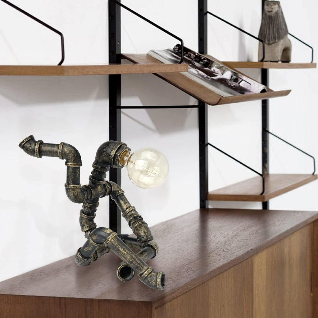 Bronze Iron Pipe Table Lamp with Button Switch J66513