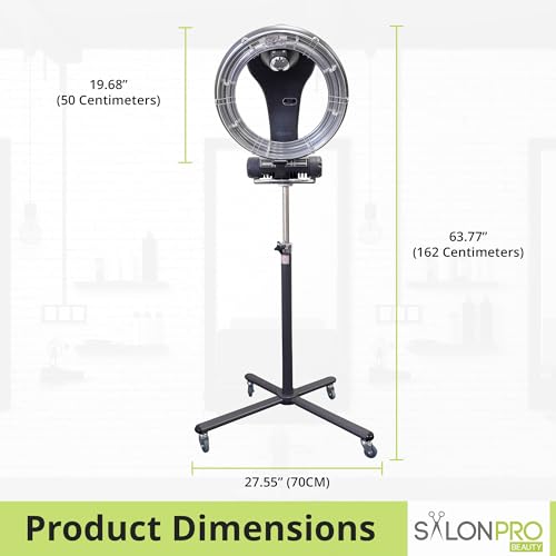 Professional Infrared Hair Color Processor & Multi-Function Dryer Accelerator w/Rolling Base - Heavy Duty Adjustable Standing Hair Dryer (Black) Z40928