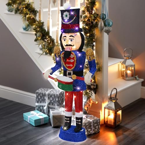 34" Lighted-up Blue Nutcracker Soldier Christmas Decoration C664