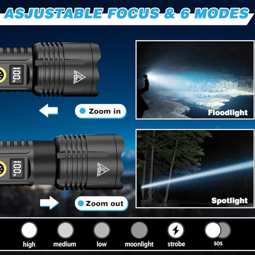 Rechargeable LED Flashlight with Zoomable, IPX6 Waterproof N567667