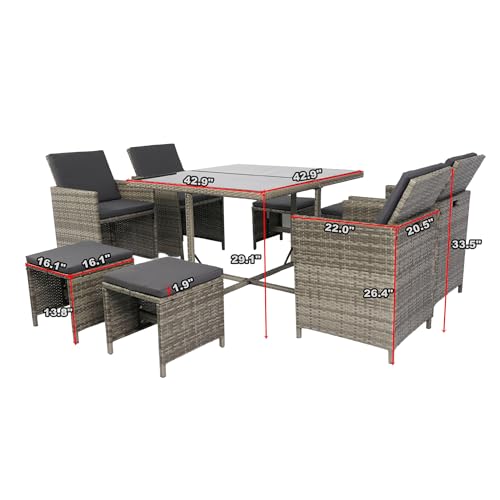 5 Piece PE Rattan Outdoor Sectional Furniture Set with Cushions and Coffee Table S6176