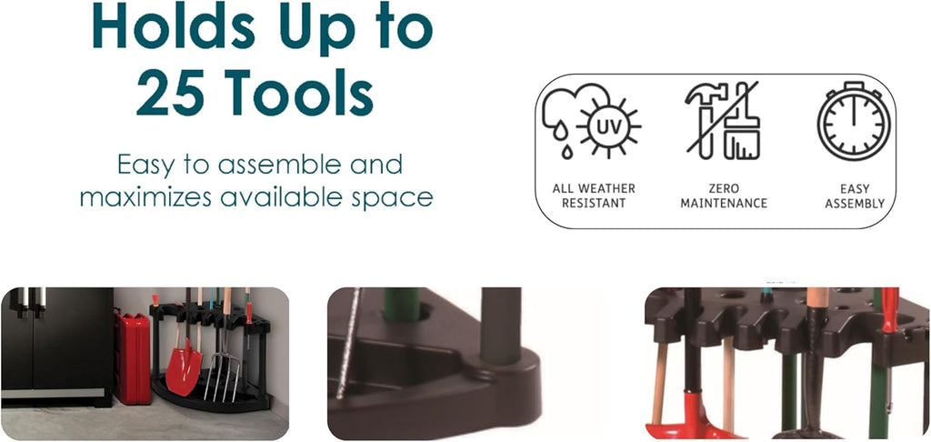 Compact Corner Tool Rack for 25 Long-Handled Garden Tools W3823