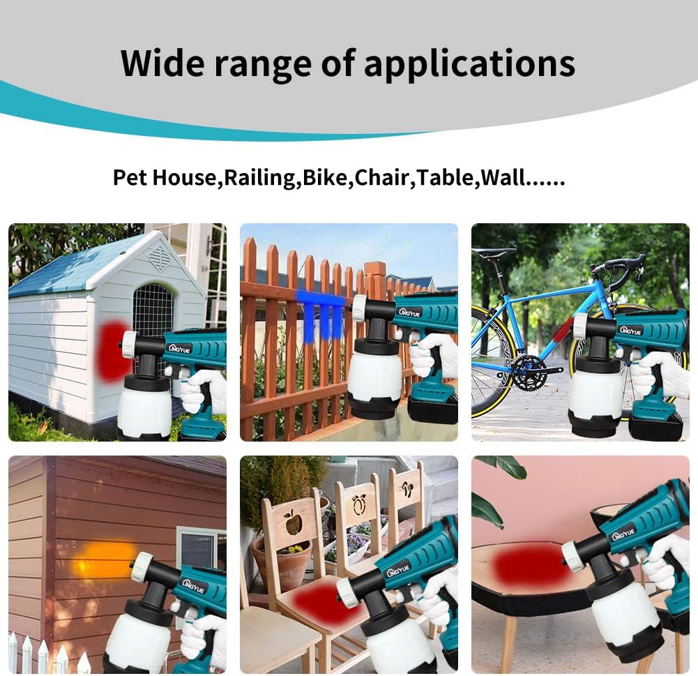 Cordless Paint Sprayer for 18V Battery, 3 Copper Nozzles, HVLP Spray Gun B9048