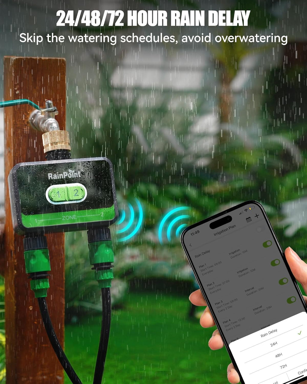 Smart Water Timer with Brass Inlet, Bluetooth Sprinkler Timer 2 Outlet X513033