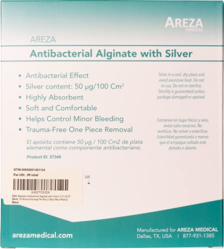 Silver Alginate 4.25"x4.25" Sterile Wound Dressings, 5 Per Box I9293