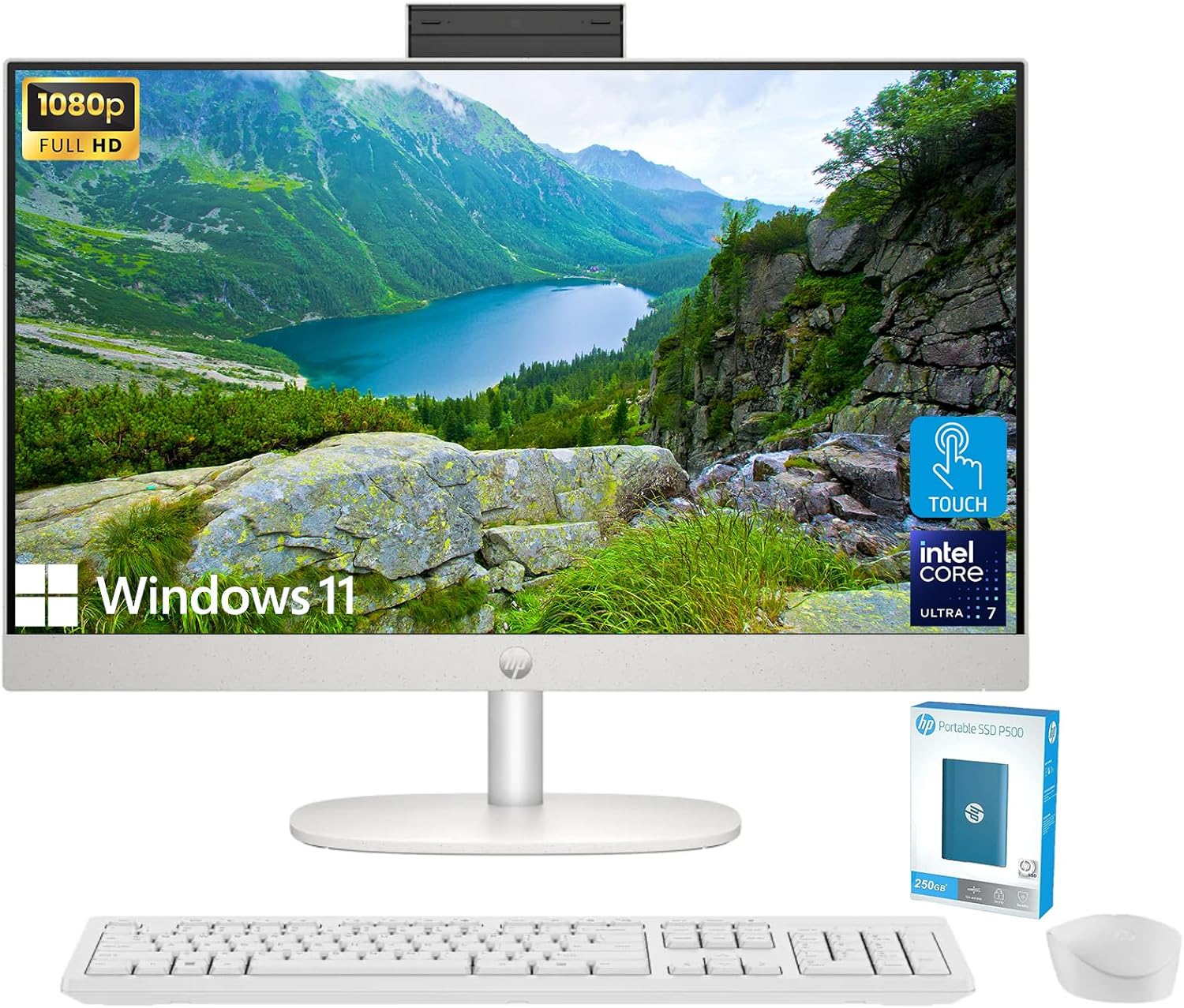 27" All-in-One Desktop Computer, FHD IPS Touchscreen, Intel Core Ultra 7, 64GB DDR5, 1TB SSD, Wi-Fi 6, Windows 11 Home K5233