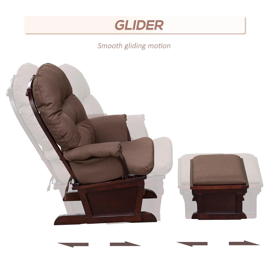 Brown Nursery Glider Rocking Chair with Ottoman S755