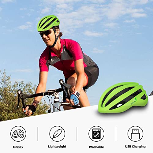 Lightweight Road Bike Helmet with Rechargeable USB LED Light A25135