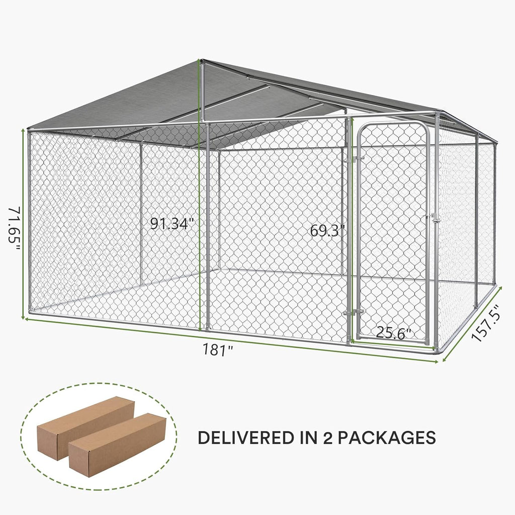 Extra Large Outdoor Dog Kennel with Roof and Lockable Door O64099