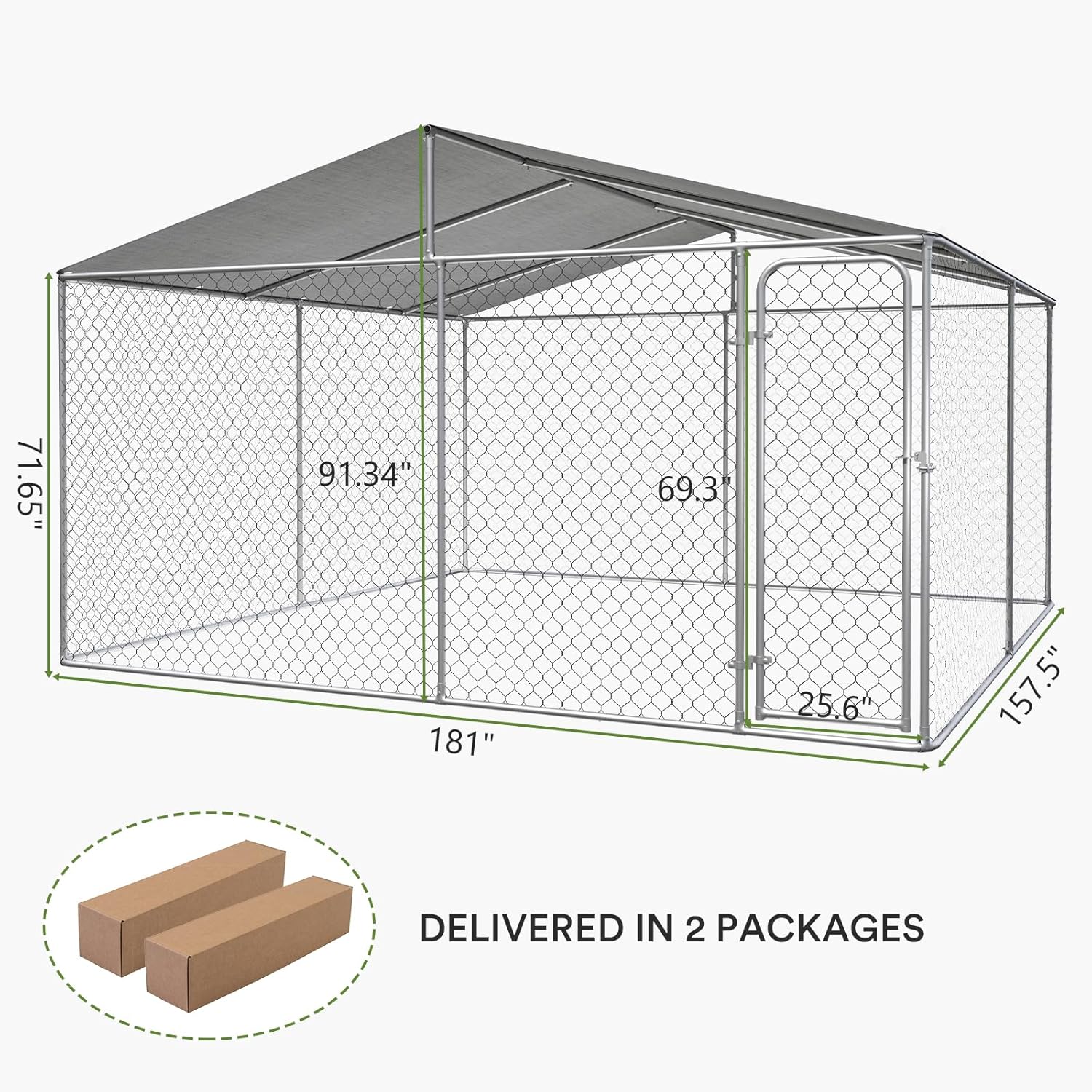 Extra Large Outdoor Dog Kennel with Roof and Lockable Door O64099