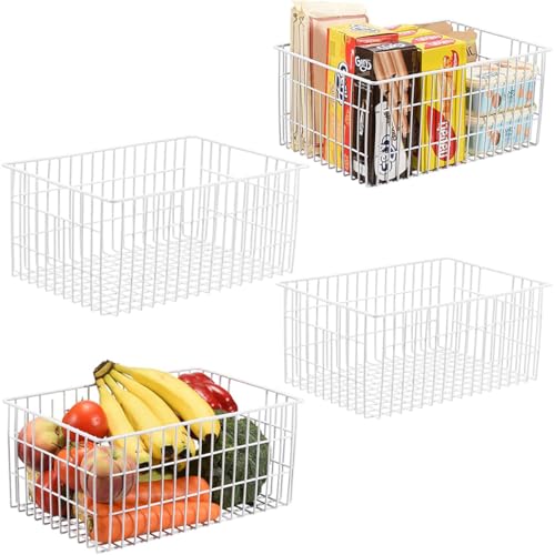 Freezer Organizer Bins, 2 Large 2 Medium Metal Wire Storage Container Bin I5009